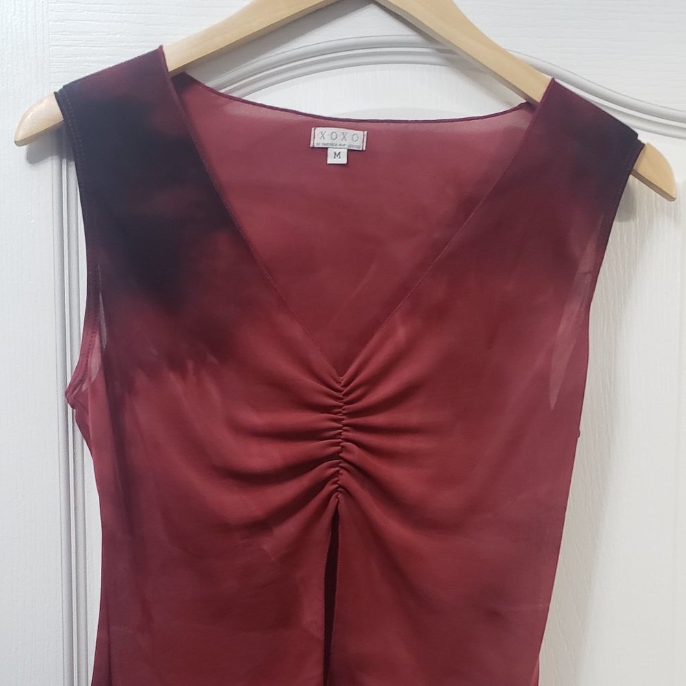 Burgundy mesh crop top
